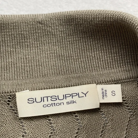 Suitsupply Cotton Silk Semi Sheer Lace Knit Short Sleeve Button Up Polo Cardigan - Picture 12 of 14